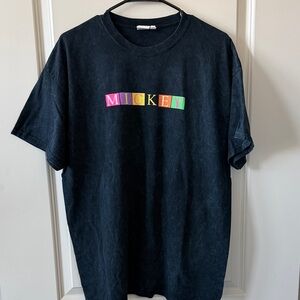 Disney Mickey Black T-Shirt with Rainbow Letters